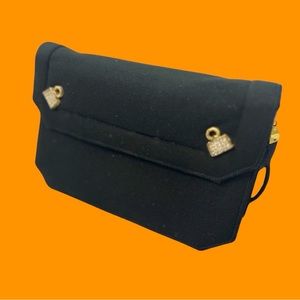 Vintage Judith Leiber Compact Evening Bag clutch w/Removable strap Black